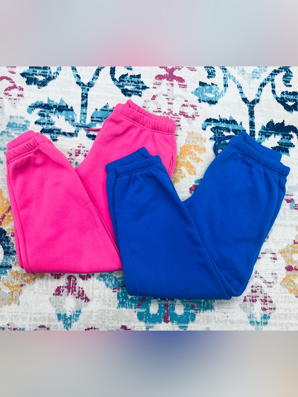 Women’s bundle of 2 Birch and Stone fleece sweatpants- Blue and Pink, size L